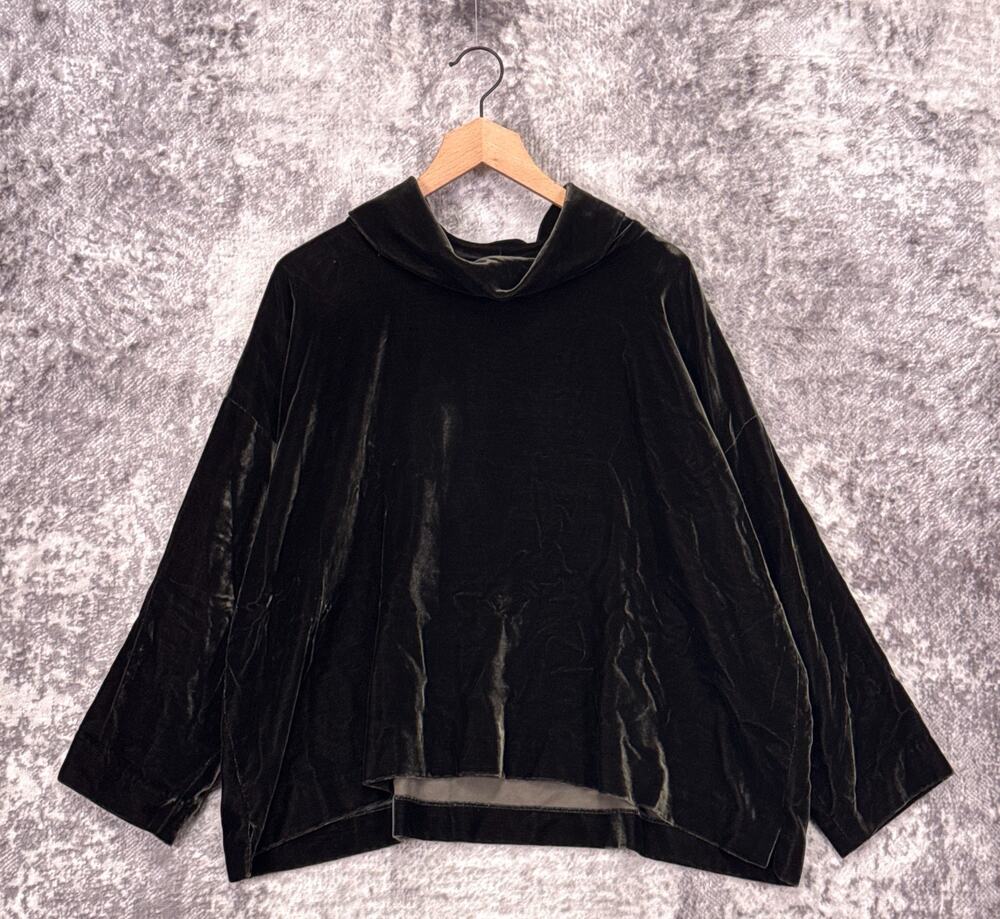 Eskandar Top 0 Womens Green Velvet Long Sleeve Blouse